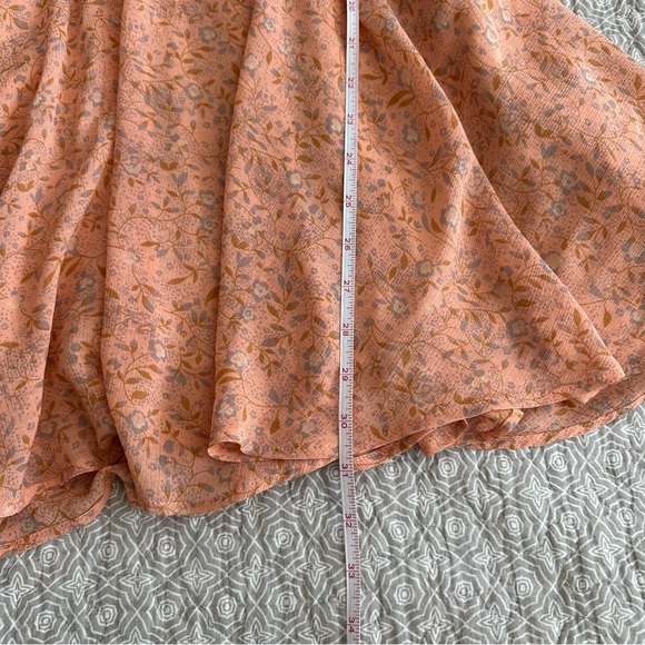 Kimchi Blue Flutter Sleeve Chiffon Peach Floral Fit & Flare Mini Dress Size 6 - Picture 11 of 13